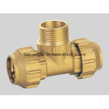 Customized Brass Forged Plated Compression End Male Tee (IC-7014)